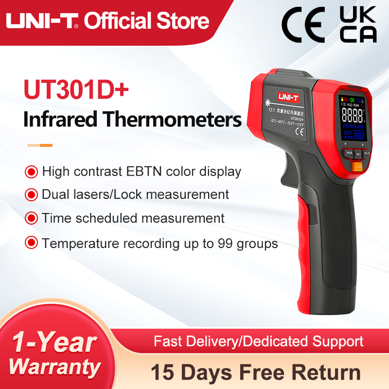 Industrial Laser Temperature Sensor - UNI-T Digital Infrared Thermometer UT303D+ Industrial