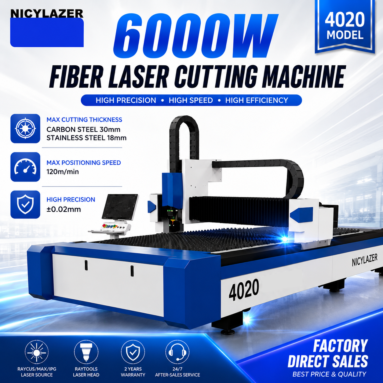 Industrial Laser Metal Cutter - CNC Fiber Laser Cutting Machine 4020