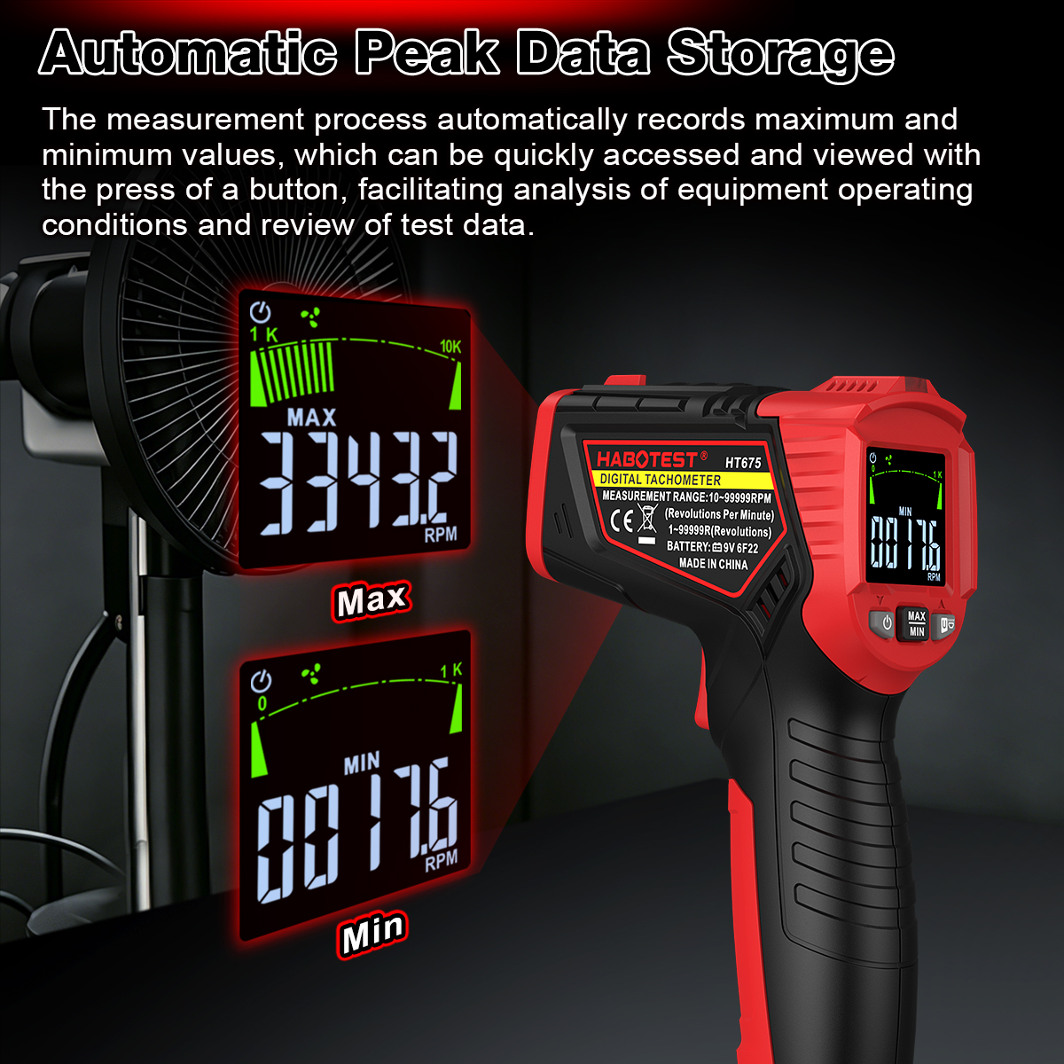 HABOTEST HT675 Non Contact Las - Industrial Laser Tachometer review and price