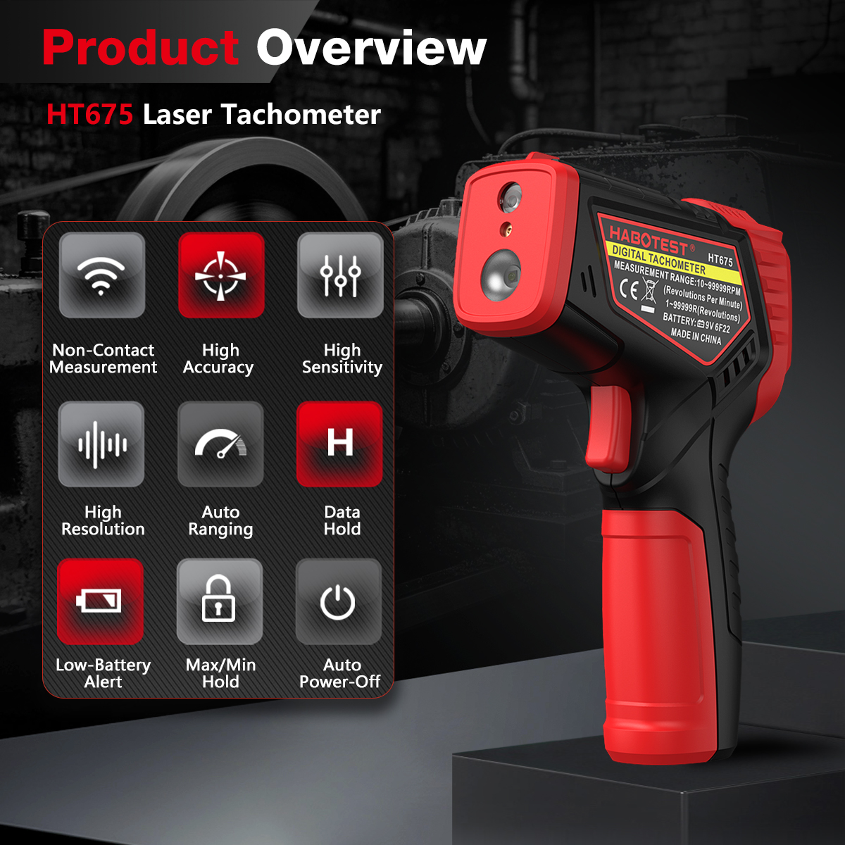 HT675 Digital Laser Tachometer - Industrial Laser Tachometer review and price