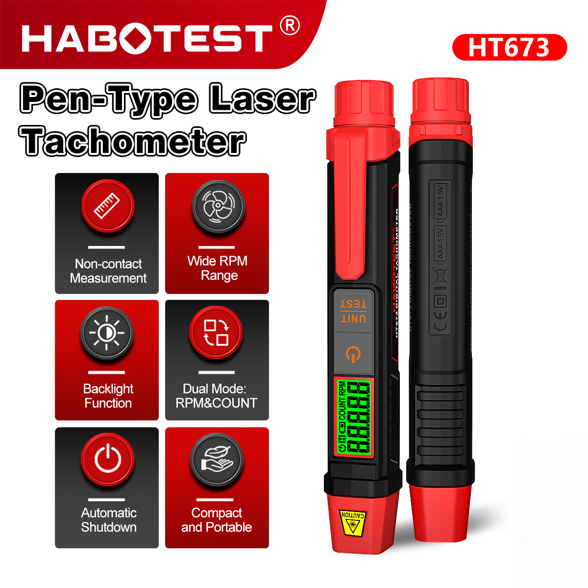 HABOTEST HT673 Pen Laser Tacho - Industrial Laser Tachometer review and price